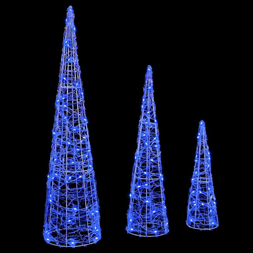 Christmas Tree with 90 LEDs 3 pcs Blue 20 x 20 x 80 cm Acrylic