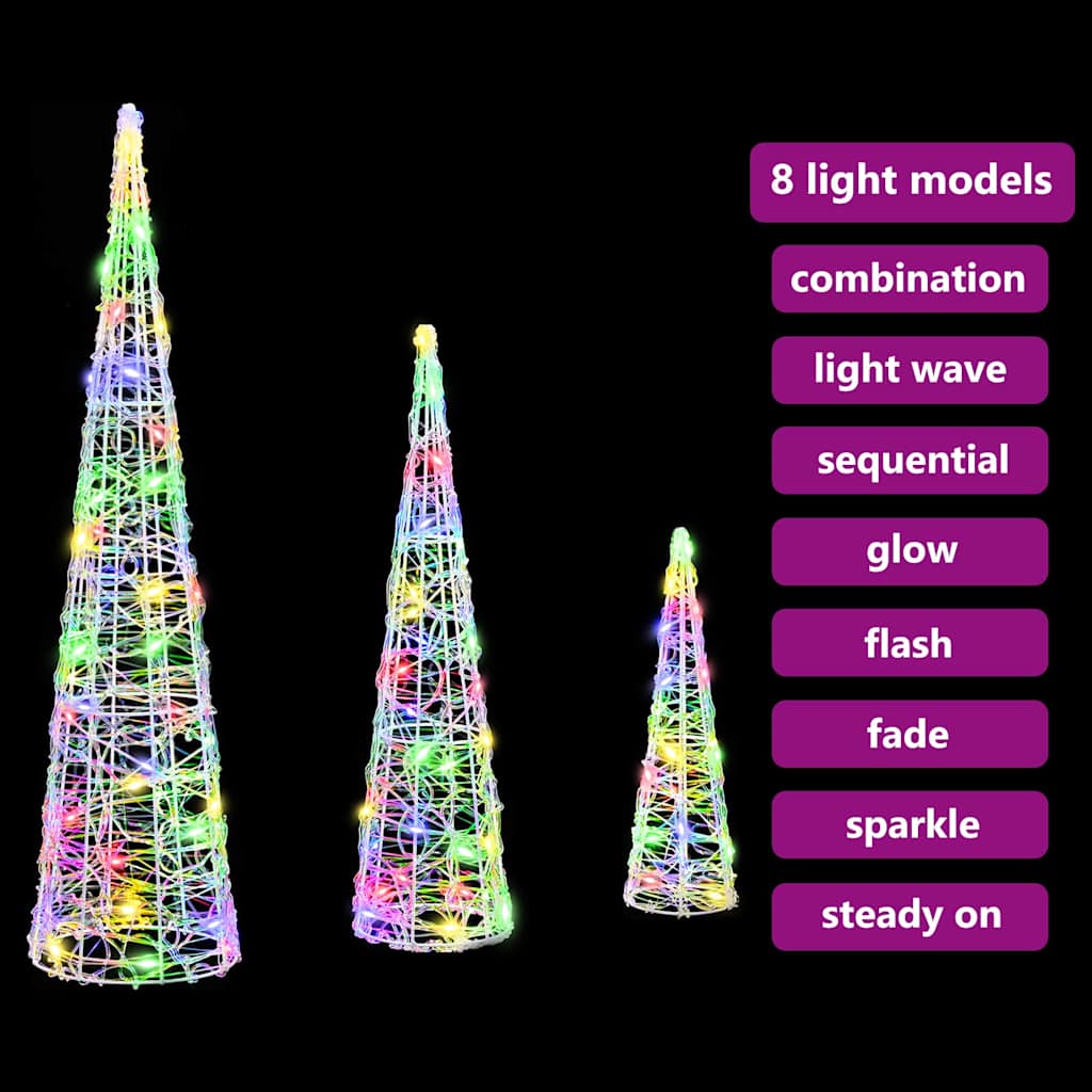 Christmas Tree 3 pcs Multicolour 20 x 20 x 80 cm Acrylic