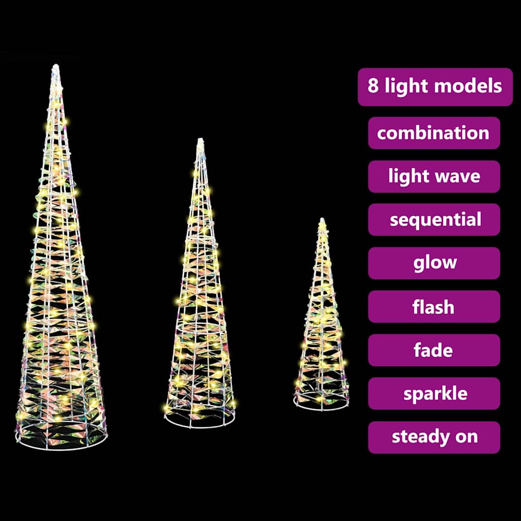 Christmas Tree 3 pcs Warm white 20 x 20 x 80 cm PET