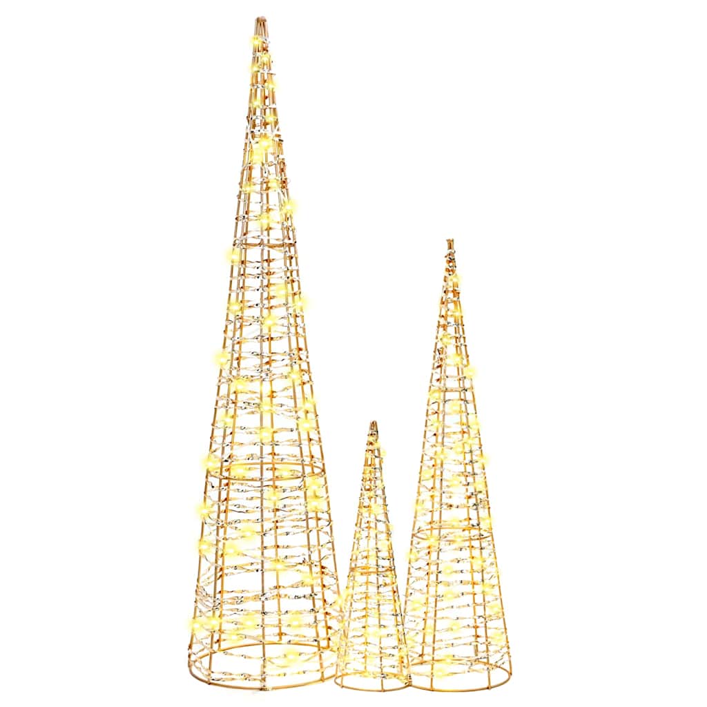 Christmas Tree 3 pcs Warm white 20 x 20 x 80 cm PET