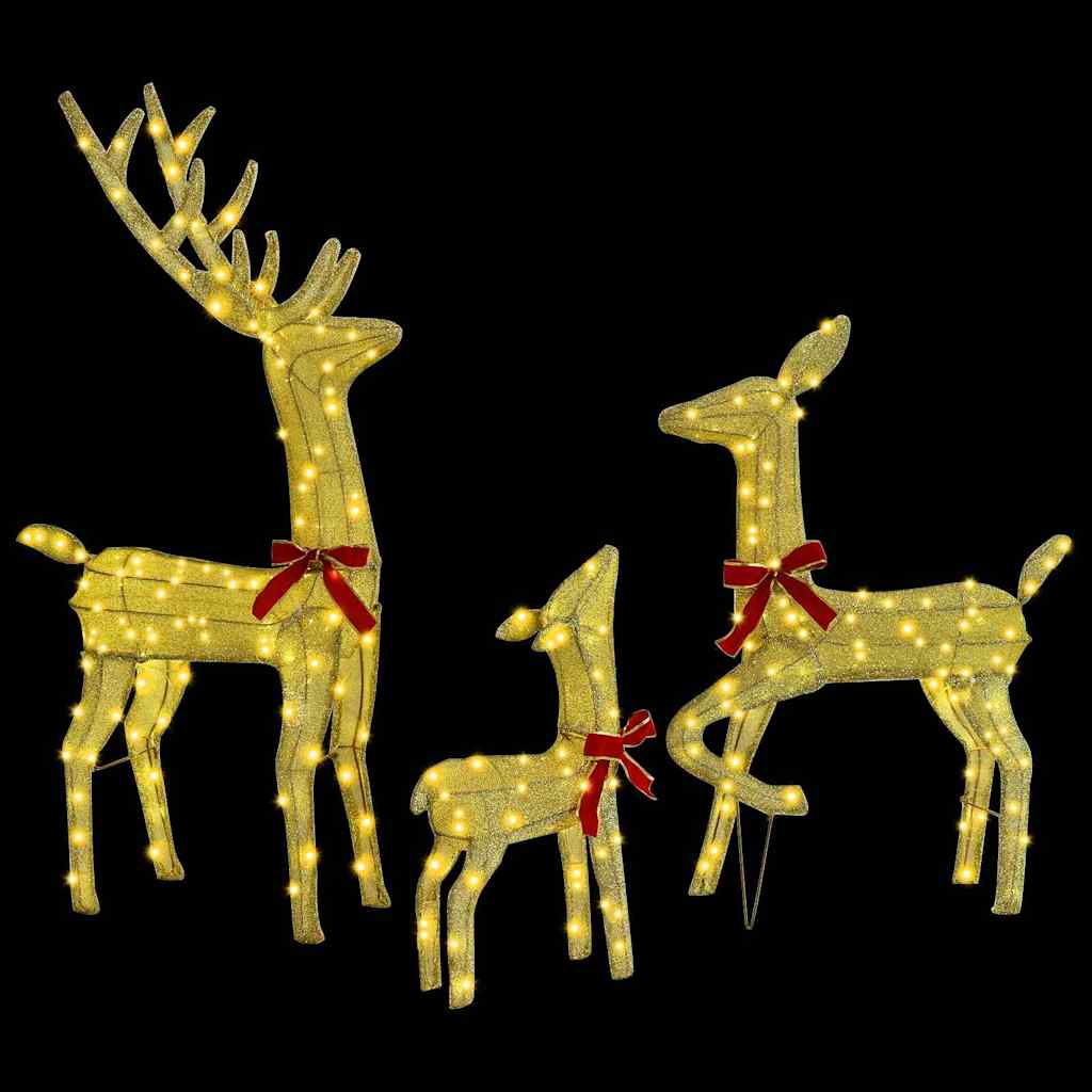 Reindeer Family 3 pcs Warm white 68 x 26 x 127 cm Fabric