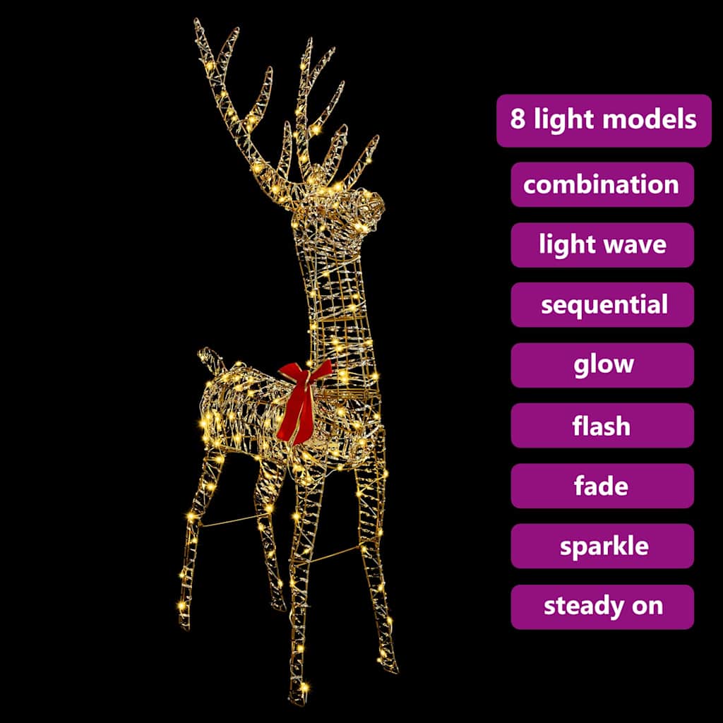 3D Reindeer with 140 LEDs Warm white 128 cm PET