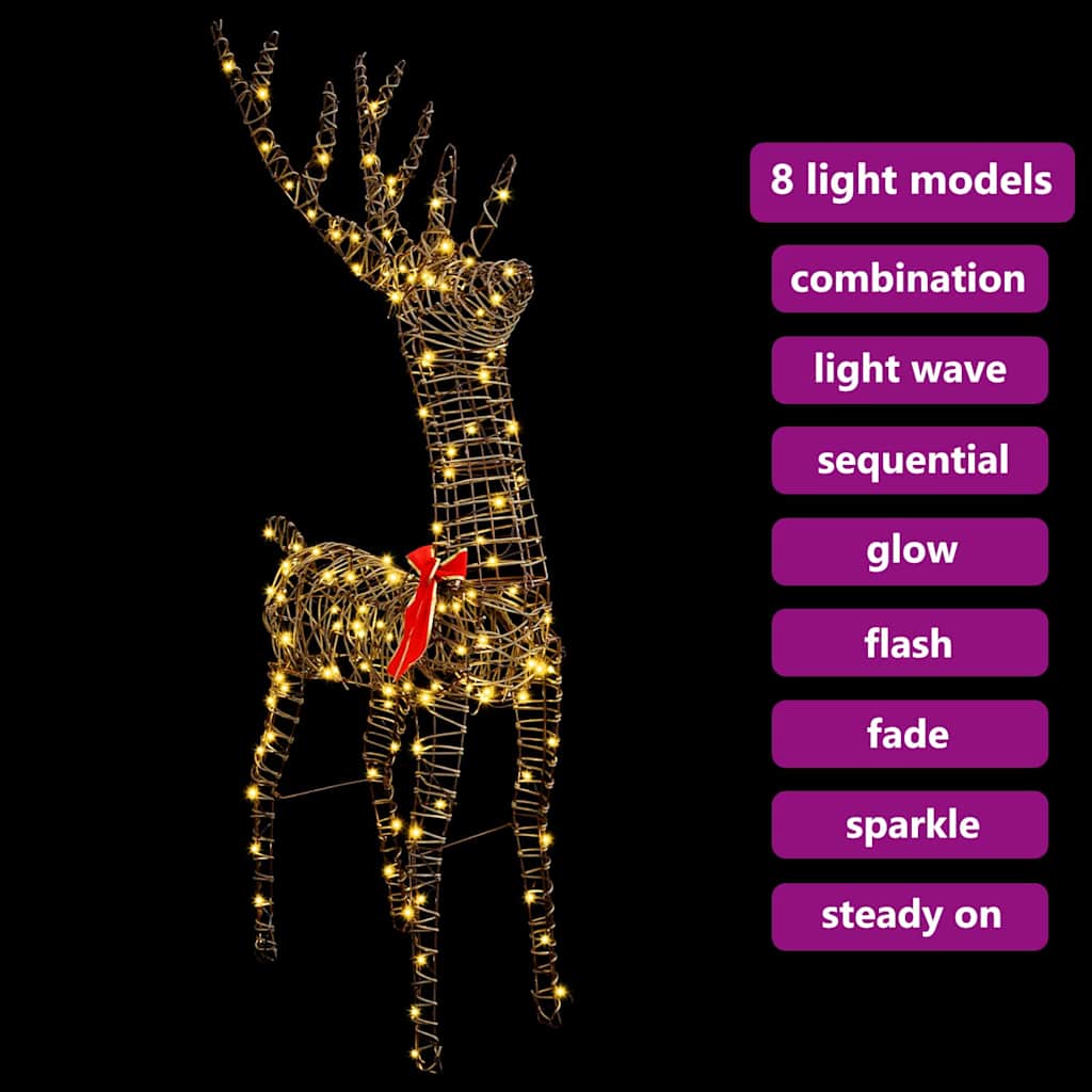 3D Reindeer with 140 LEDs Warm white 128 cm Rattan