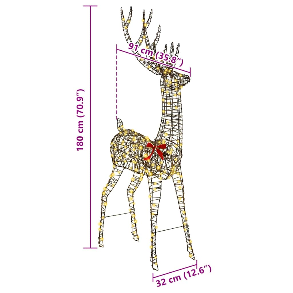 3D Reindeer with 250 LEDs Warm white 180 cm Rattan