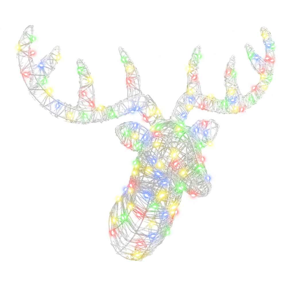 Reindeer Head with 140 LEDs Colourful 60 cm Acrylic