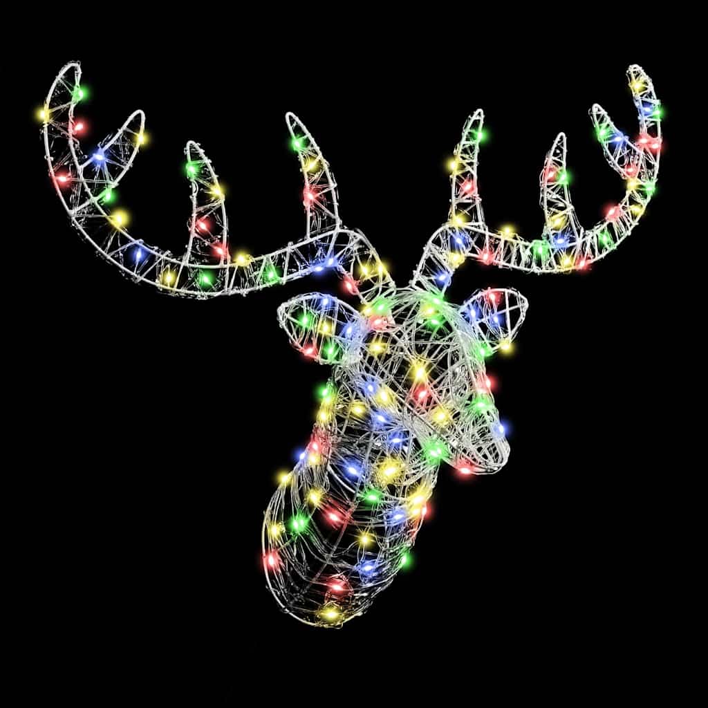 Reindeer Head with 140 LEDs Colourful 60 cm Acrylic