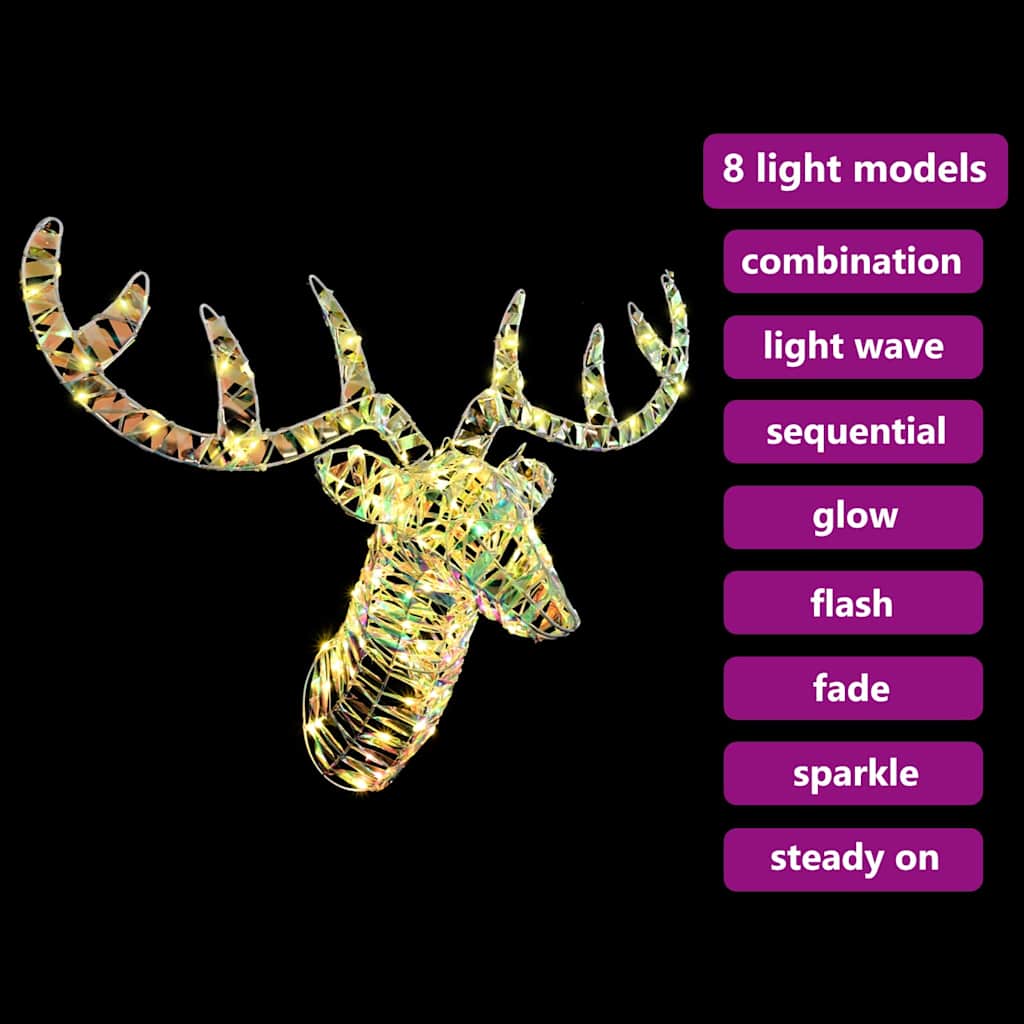 Reindeer Pull Sleigh with 140 LEDs Warm white 60 cm PET