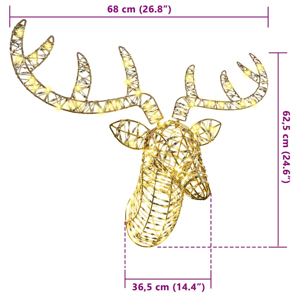 Reindeer Pull Sleigh with 140 LEDs Warm white 60 cm PET