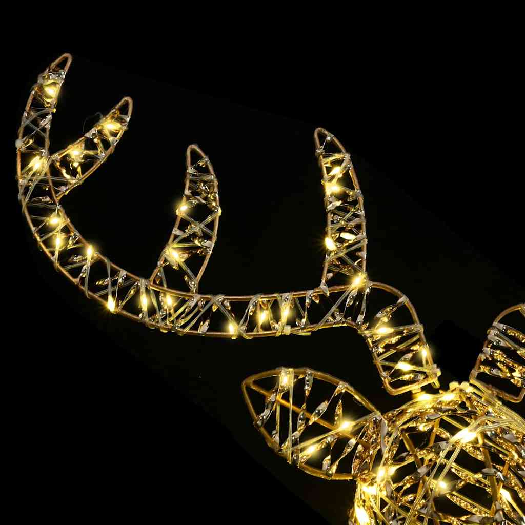 Reindeer Pull Sleigh with 140 LEDs Warm white 60 cm Rattan