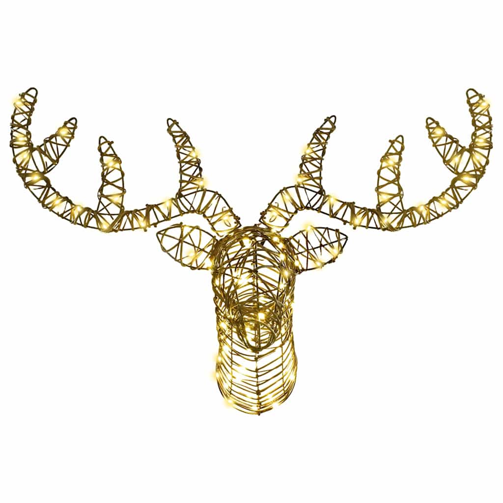 Reindeer Pull Sleigh with 140 LEDs Warm white 60 cm Rattan