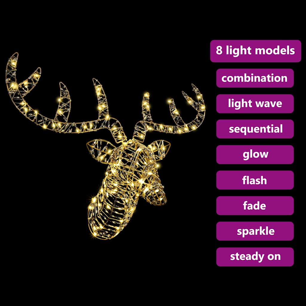 Reindeer Pull Sleigh with 140 LEDs Warm white 60 cm Rattan