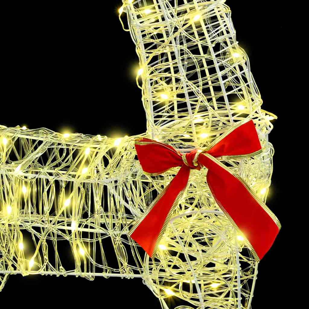 Reindeer Pull Sleigh Warm white 70 x 26 x 128.5 cm Acrylic