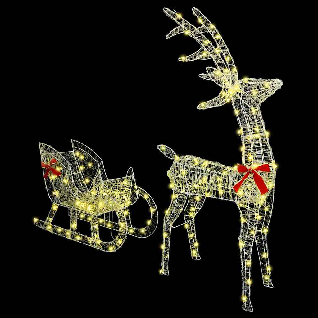 Reindeer Pull Sleigh Warm white 70 x 26 x 128.5 cm Acrylic
