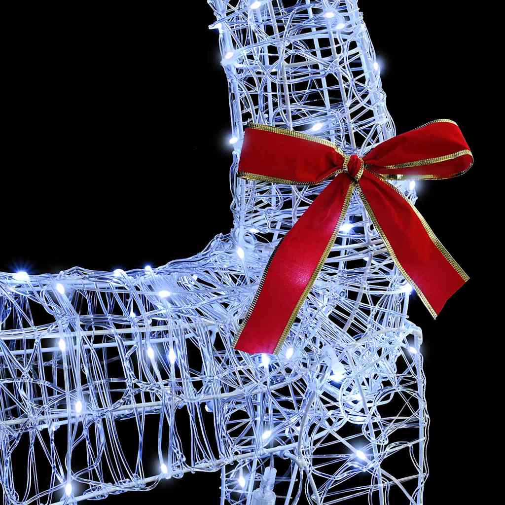 Reindeer Pull Sleigh Cold white 70 x 26 x 128.5 cm Acrylic