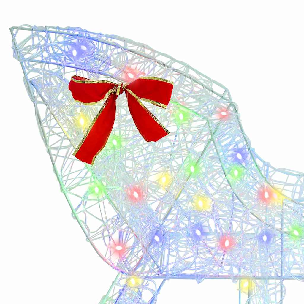 Reindeer Pull Sleigh Colourful 70 x 26 x 128.5 cm Acrylic