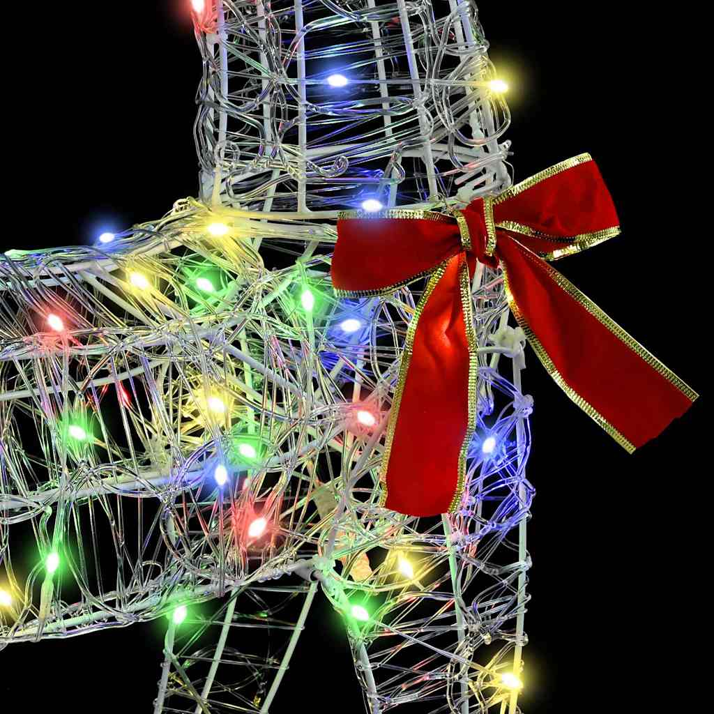 Reindeer Pull Sleigh Colourful 70 x 26 x 128.5 cm Acrylic