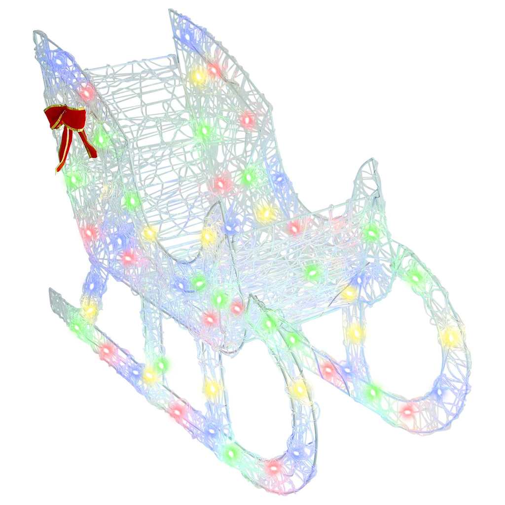 Reindeer Pull Sleigh Colourful 70 x 26 x 128.5 cm Acrylic