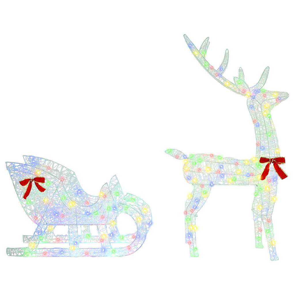 Reindeer Pull Sleigh Colourful 70 x 26 x 128.5 cm Acrylic