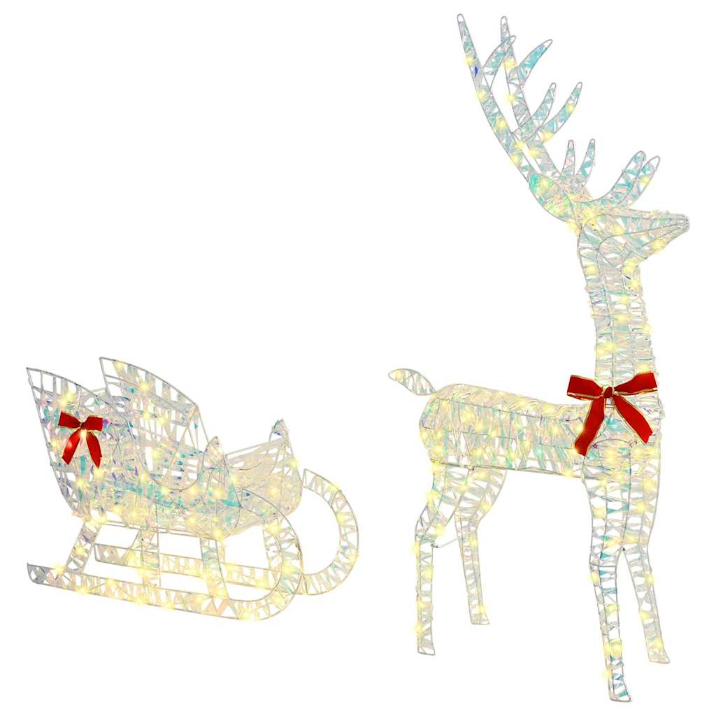 Reindeer Pull Sleigh Warm white 70 x 26 x 128.5 cm PET