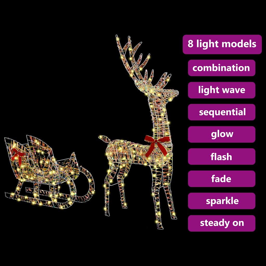 Reindeer Pull Sleigh Warm white 70 x 26 x 128.5 cm PET