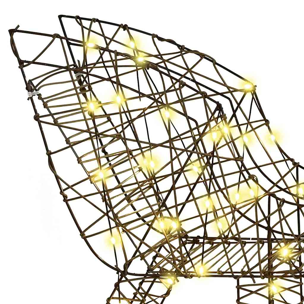 Reindeer Pull Sleigh Warm white 70 x 26 x 128.5 cm Rattan