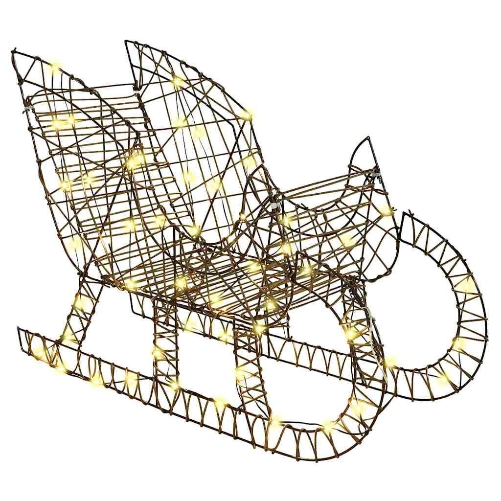 Reindeer Pull Sleigh Warm white 70 x 26 x 128.5 cm Rattan