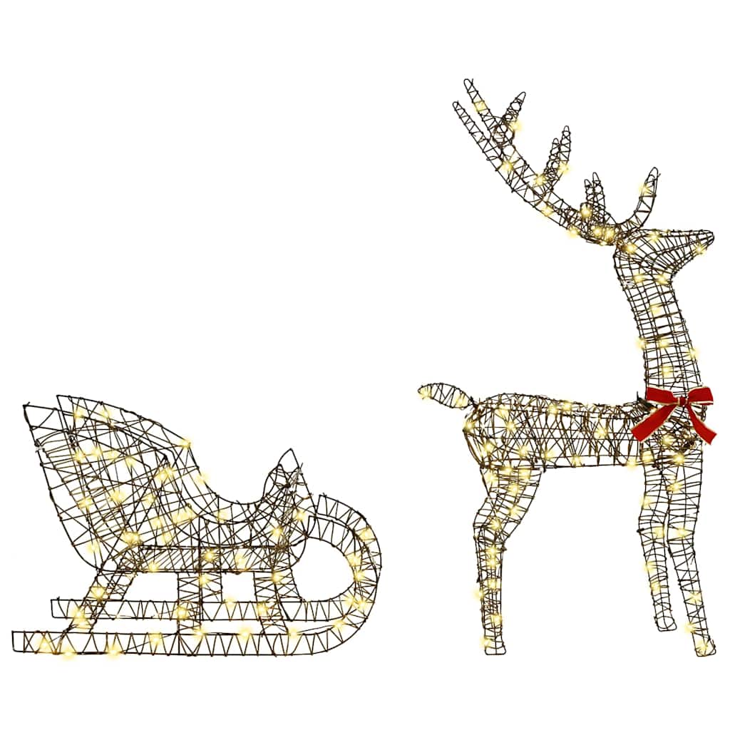 Reindeer Pull Sleigh Warm white 70 x 26 x 128.5 cm Rattan