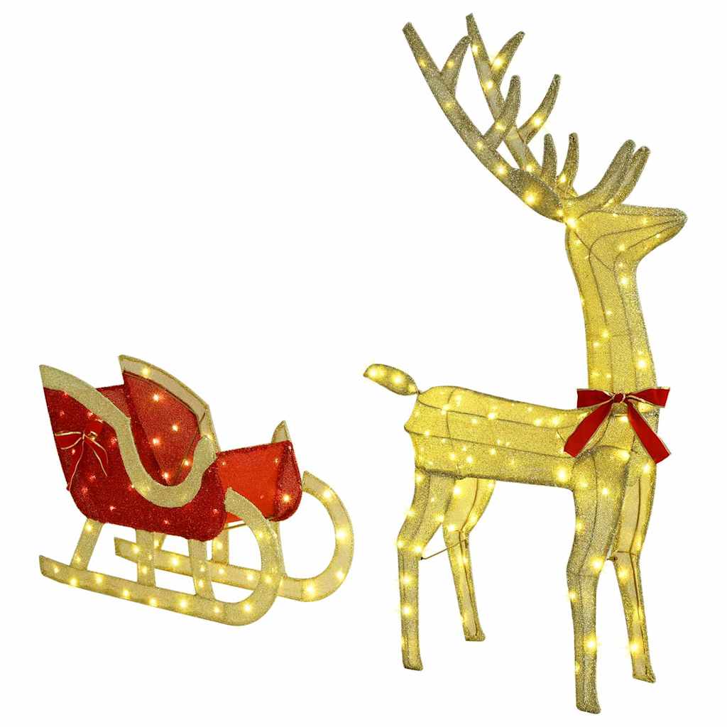 Reindeer Pull Sleigh Warm white 70 x 26 x 128.5 cm Fabric