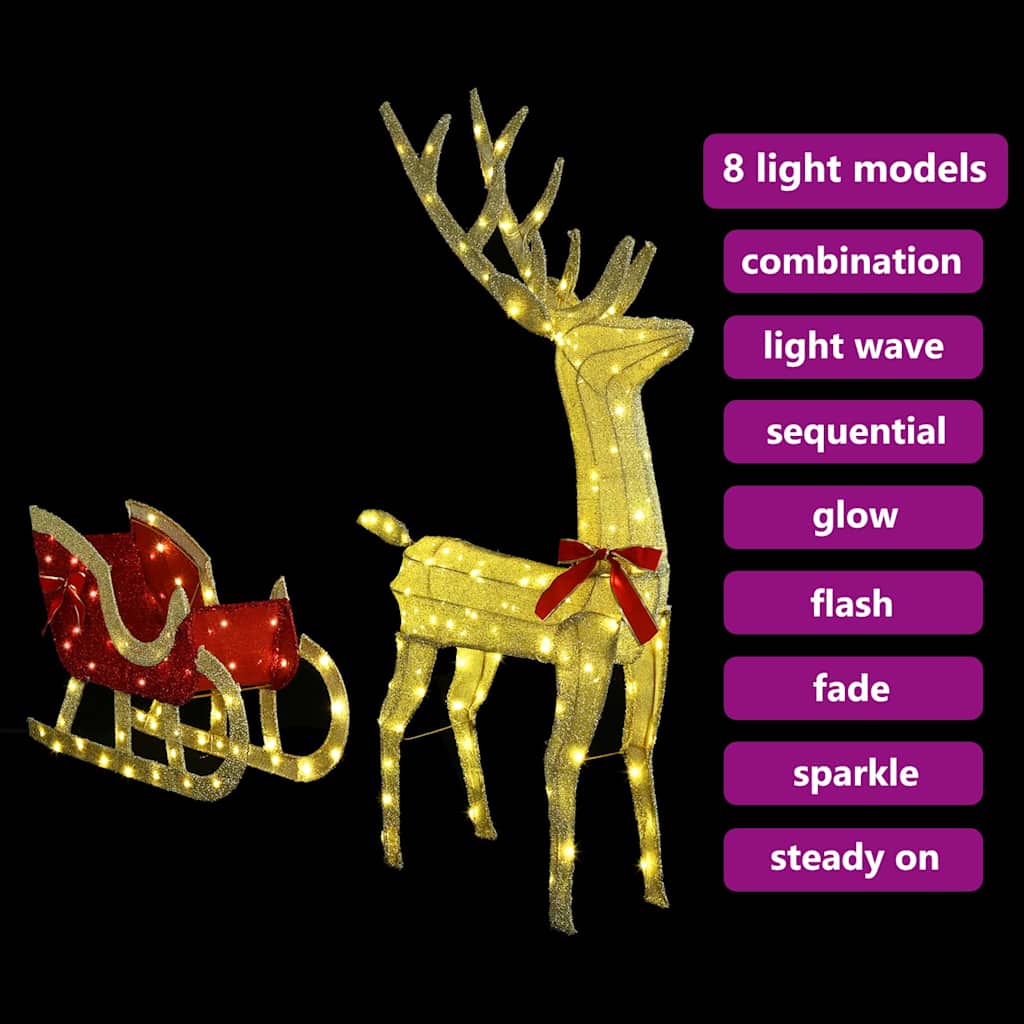 Reindeer Pull Sleigh Warm white 70 x 26 x 128.5 cm Fabric