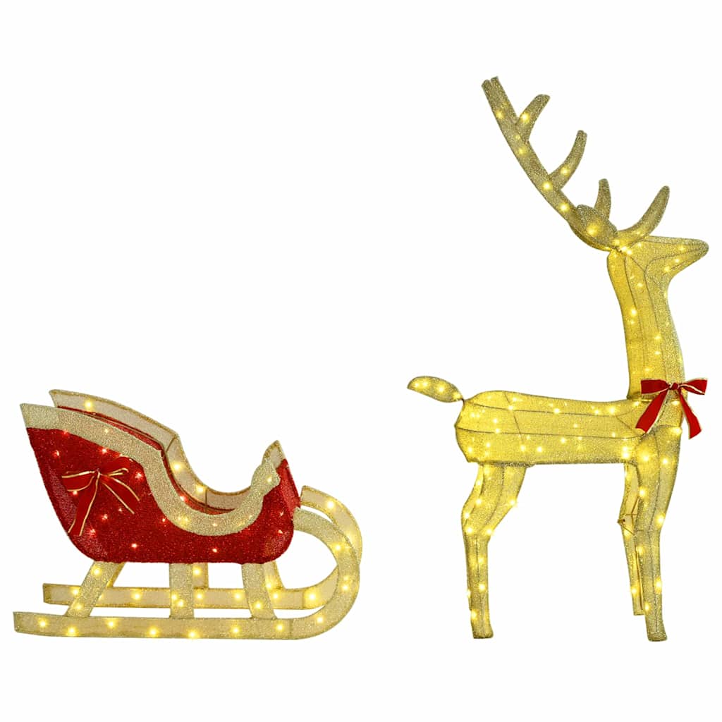 Reindeer Pull Sleigh Warm white 70 x 26 x 128.5 cm Fabric
