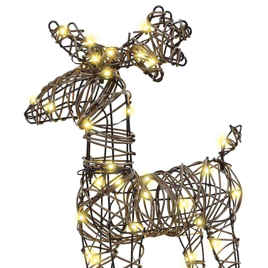Reindeer Pull Sleigh Warm White 52.5 x 28 x 32.5 cm Rattan