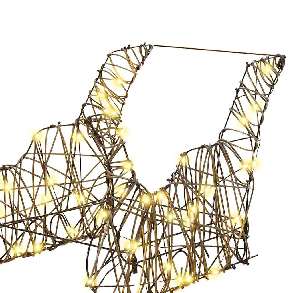 Reindeer Pull Sleigh Warm White 52.5 x 28 x 32.5 cm Rattan