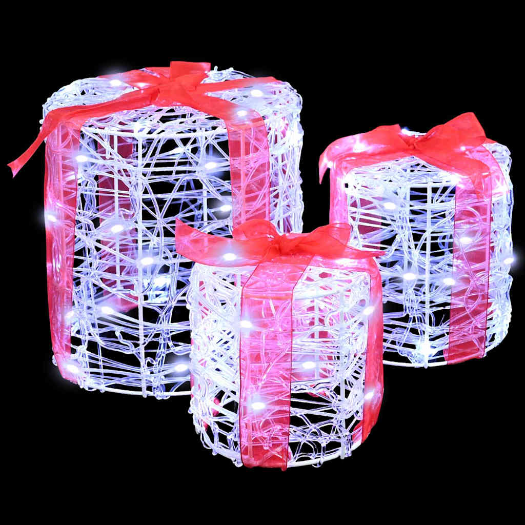 Gift Box Decoration 3 pcs Cold white 20 x 20 x 21 cm Acrylic