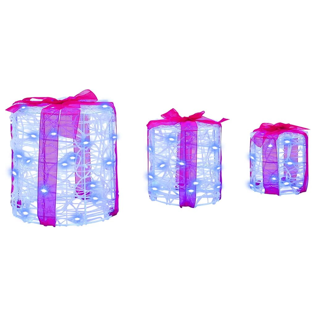 Gift Box Decoration 3 pcs Blue 20 x 20 x 21 cm Acrylic