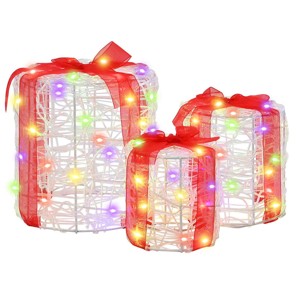Gift Box Decoration 3 pcs Colourful 20 x 20 x 21 cm Acrylic