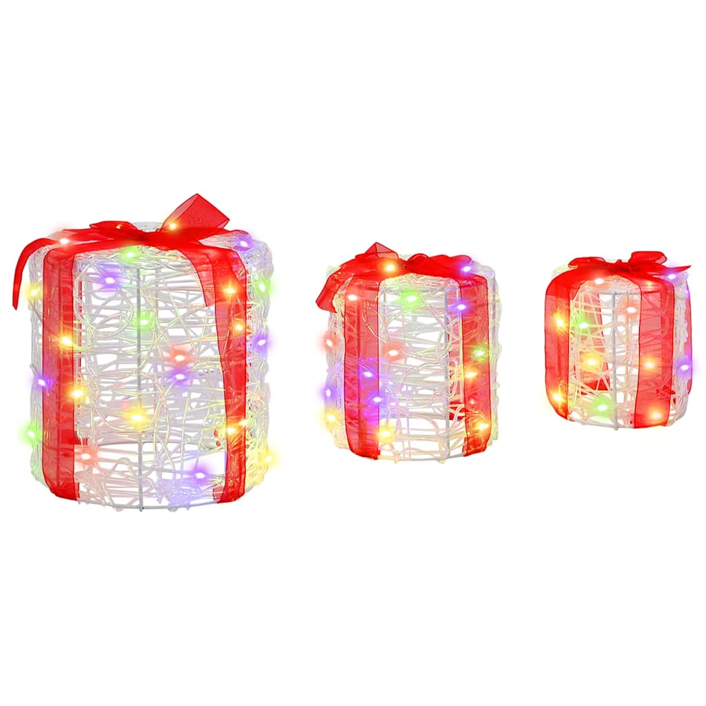 Gift Box Decoration 3 pcs Colourful 20 x 20 x 21 cm Acrylic