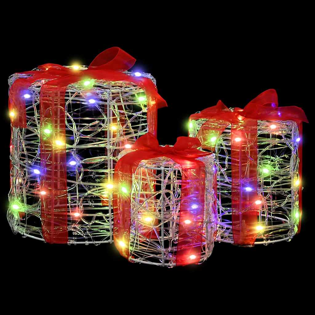 Gift Box Decoration 3 pcs Colourful 20 x 20 x 21 cm Acrylic