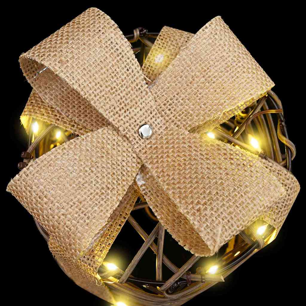 Gift Box Decoration 3 pcs Warm white 20 x 20 x 20 cm Rattan