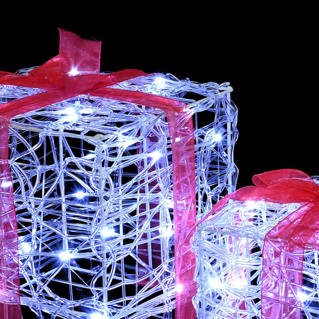 Gift Box with 60 LEDs 3 pcs Cold white 20 x 20 x 20 cm Acrylic
