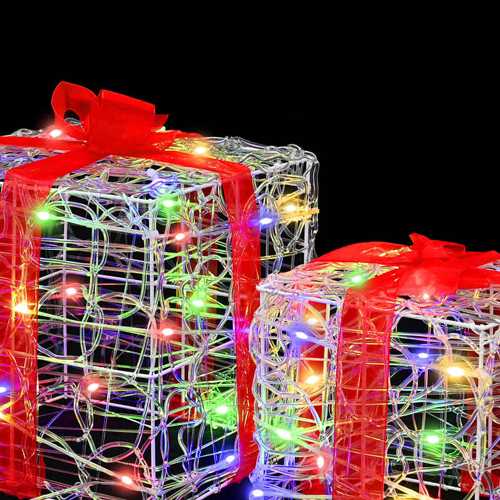 Gift Box with 60 LEDs 3 pcs Multicolour 20 x 20 x 20 cm Acrylic