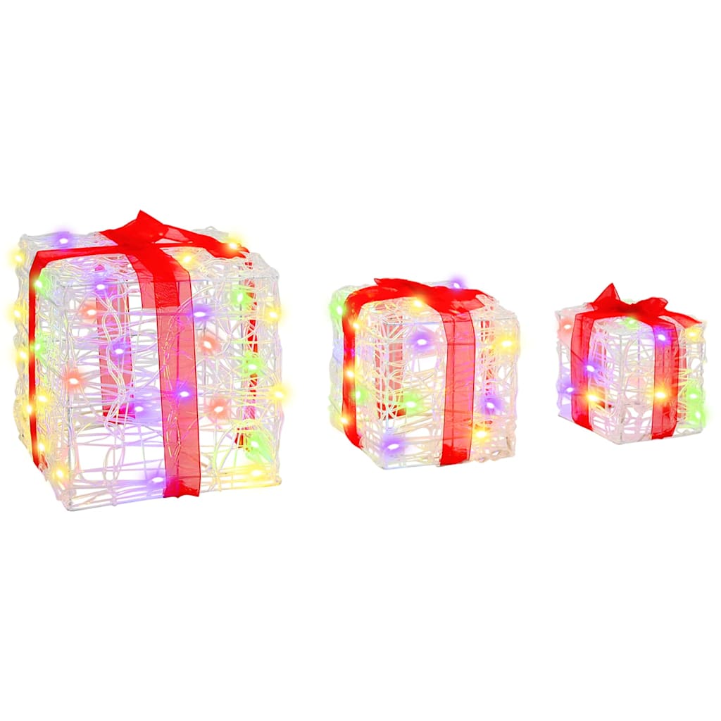 Gift Box with 60 LEDs 3 pcs Multicolour 20 x 20 x 20 cm Acrylic