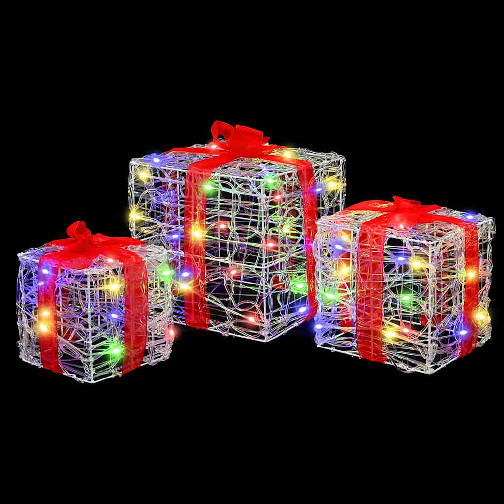 Gift Box with 60 LEDs 3 pcs Multicolour 20 x 20 x 20 cm Acrylic
