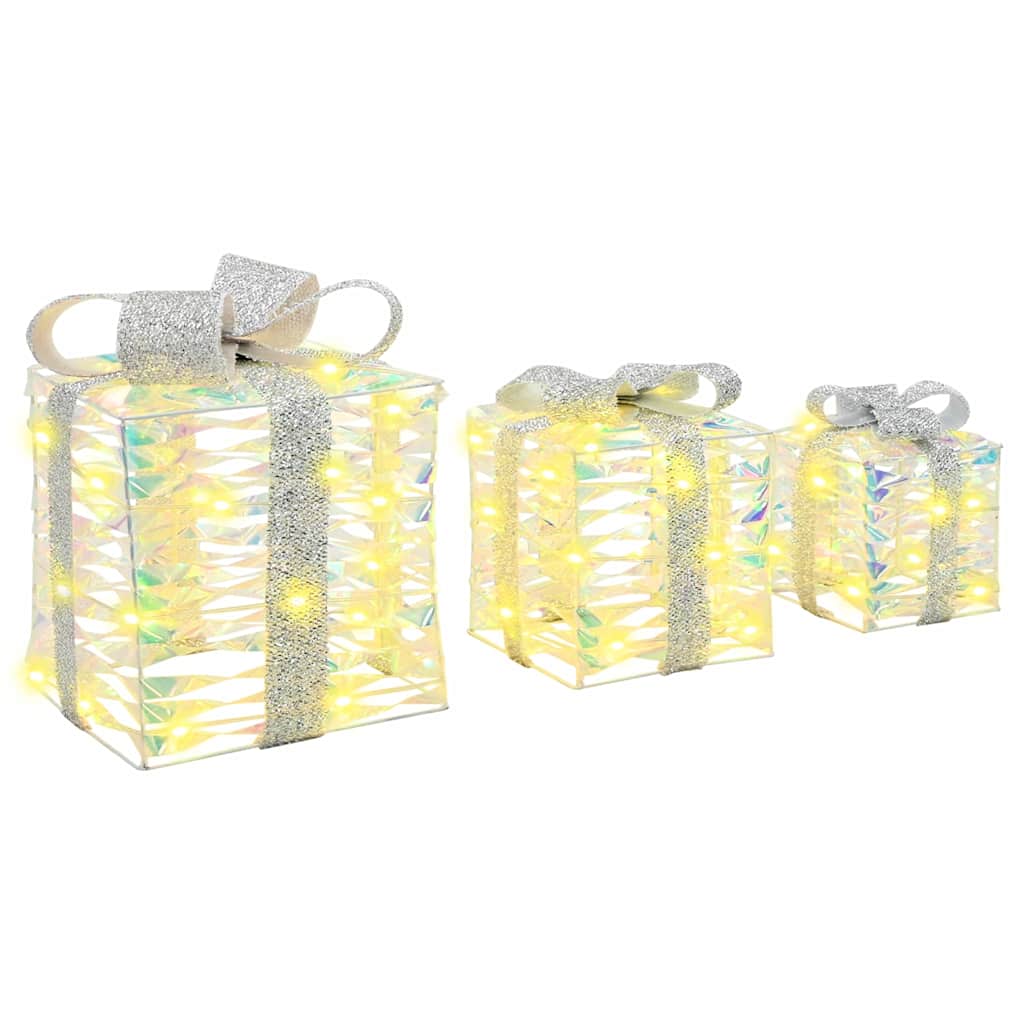 Gift Box with 60 LEDs 3 pcs Warm white 20 x 20 x 20 cm PET
