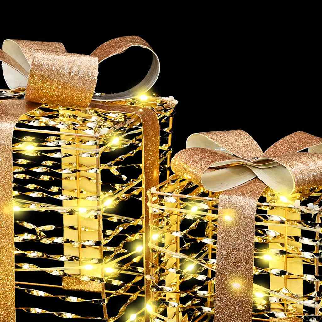 Gift Box with 60 LEDs 3 pcs Warm white 20 x 20 x 20 cm PET