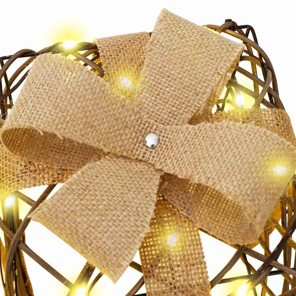 Gift Box with 60 LEDs 3 pcs Warm white 20 x 20 x 20 cm Rattan