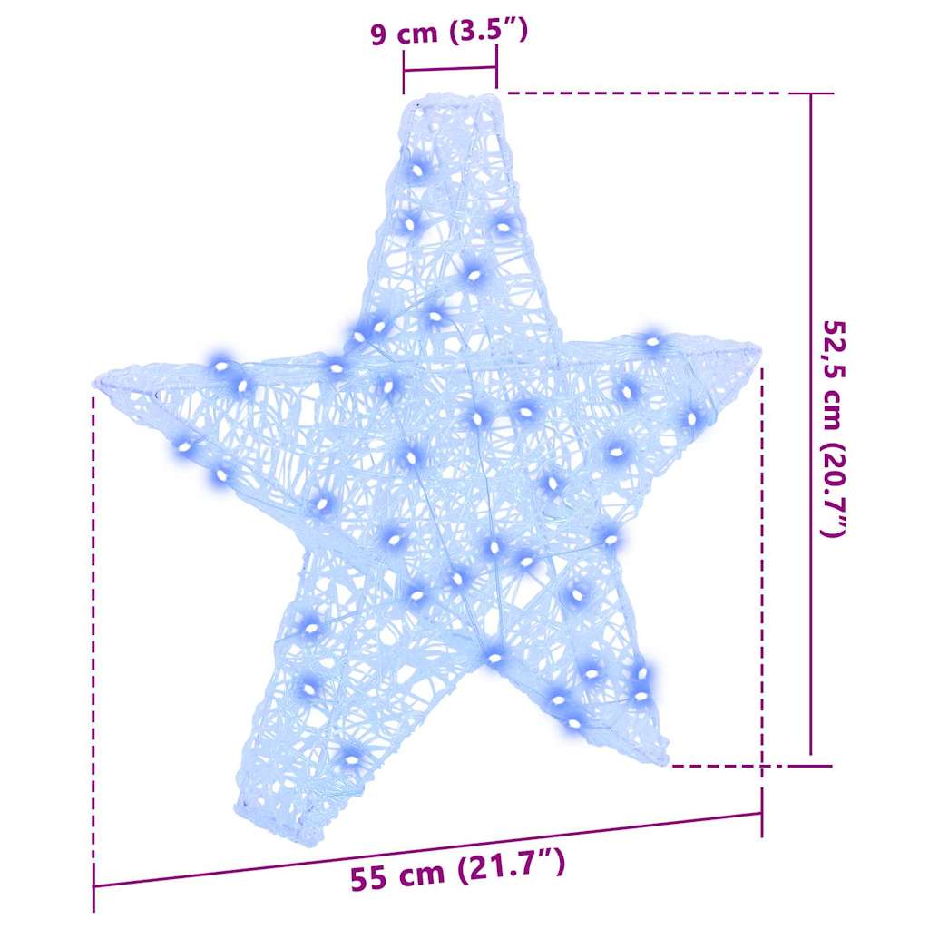 3D Star with 50 LEDs Blue 55 x 53.5 x 10 cm Acrylic