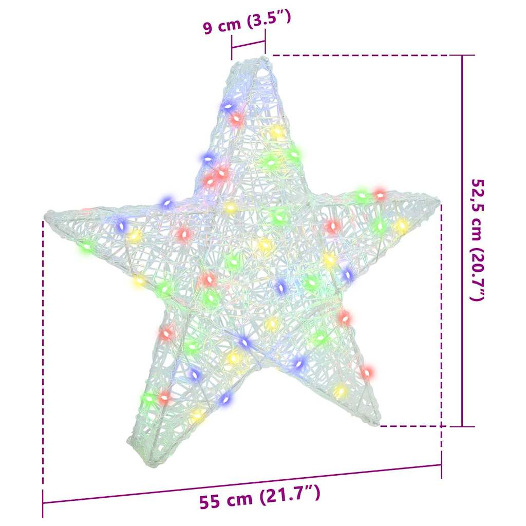 3D Star with 50 LEDs Multicolour 55 x 53.5 x 10 cm Acrylic