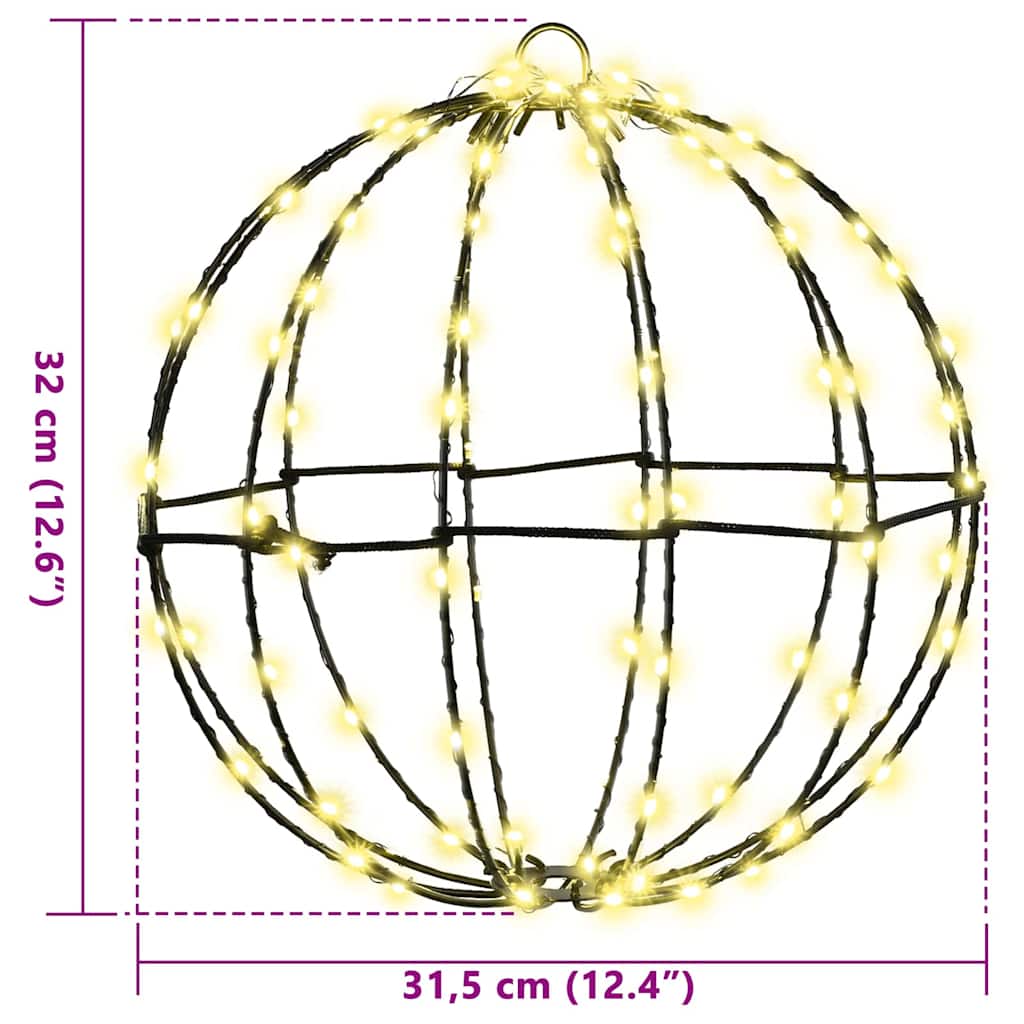 Ball with 192 LEDs 2 pcs Warm white 30 cm Metal