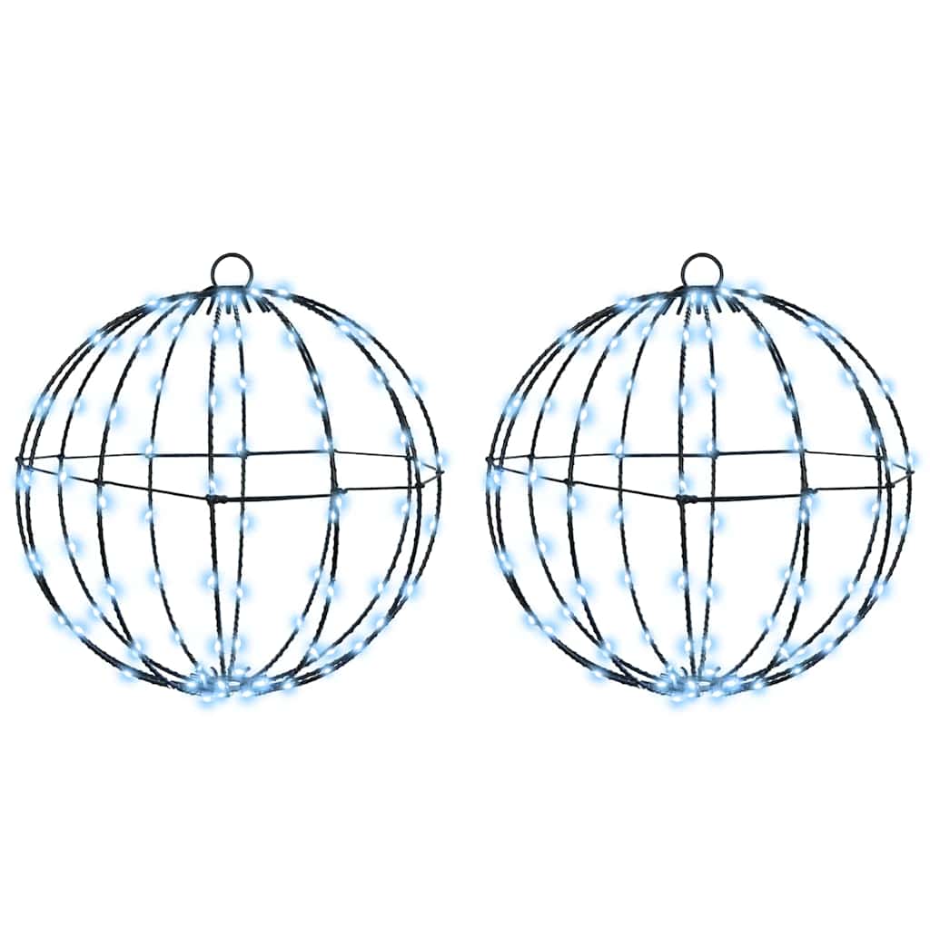 Ball with 192 LEDs 2 pcs Cold white 30 cm Metal