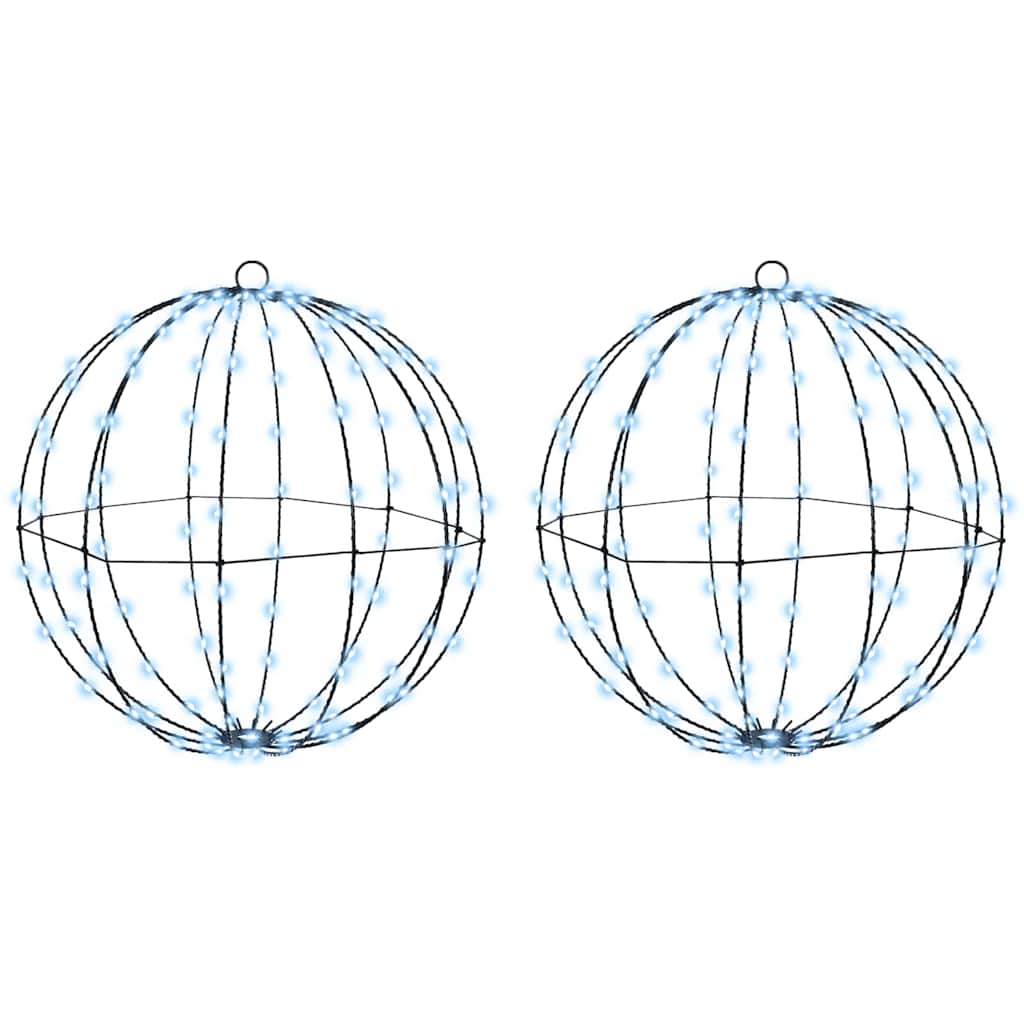 Ball with 320 LEDs 2 pcs Cold white 50 cm Metal